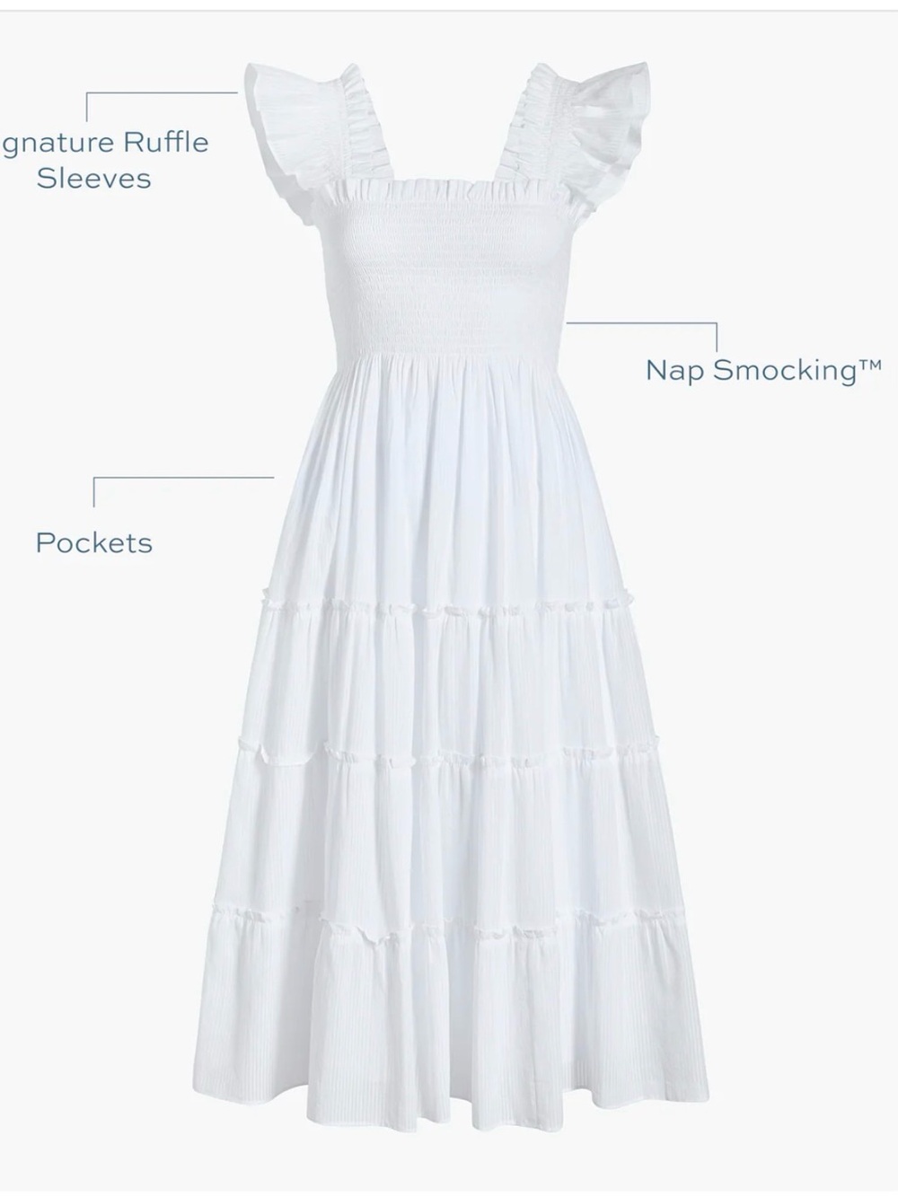 Hill House The Ellie Nap Dress XS White - Picture 3 of 8